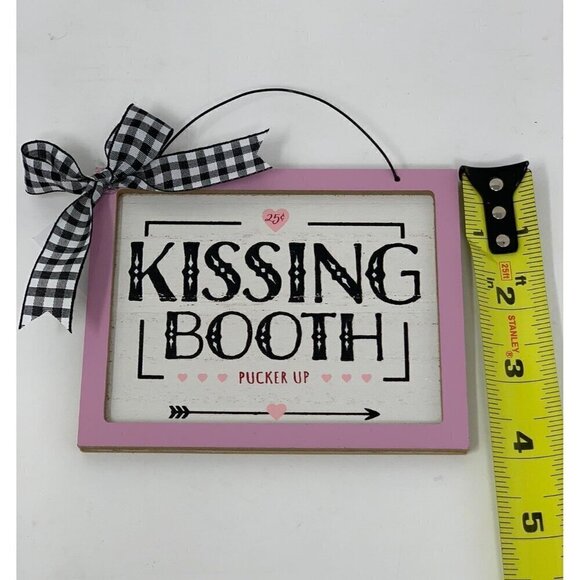 Valentines Day Mini Sign Pink Kissing Booth Farmhouse Tiered Tray Decor Holiday - Picture 10 of 11